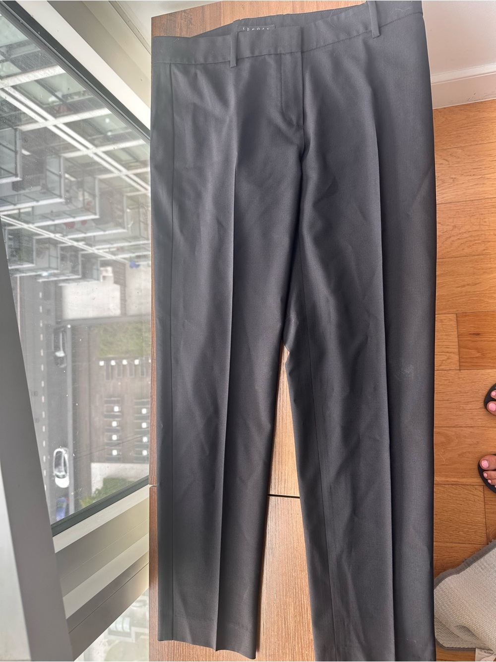 Theory black wool tailored pants